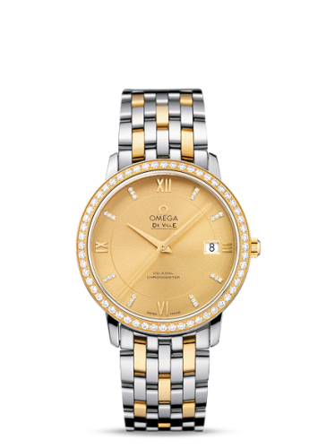 Omega De Ville Prestige Co-Axial 36.8 Stainless Steel / Yellow Gold / Champagne / Diamond / Bracelet